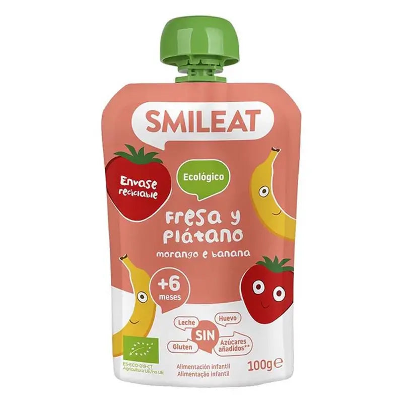 Smileat Pouch Fresa y Plátano, 100 gr