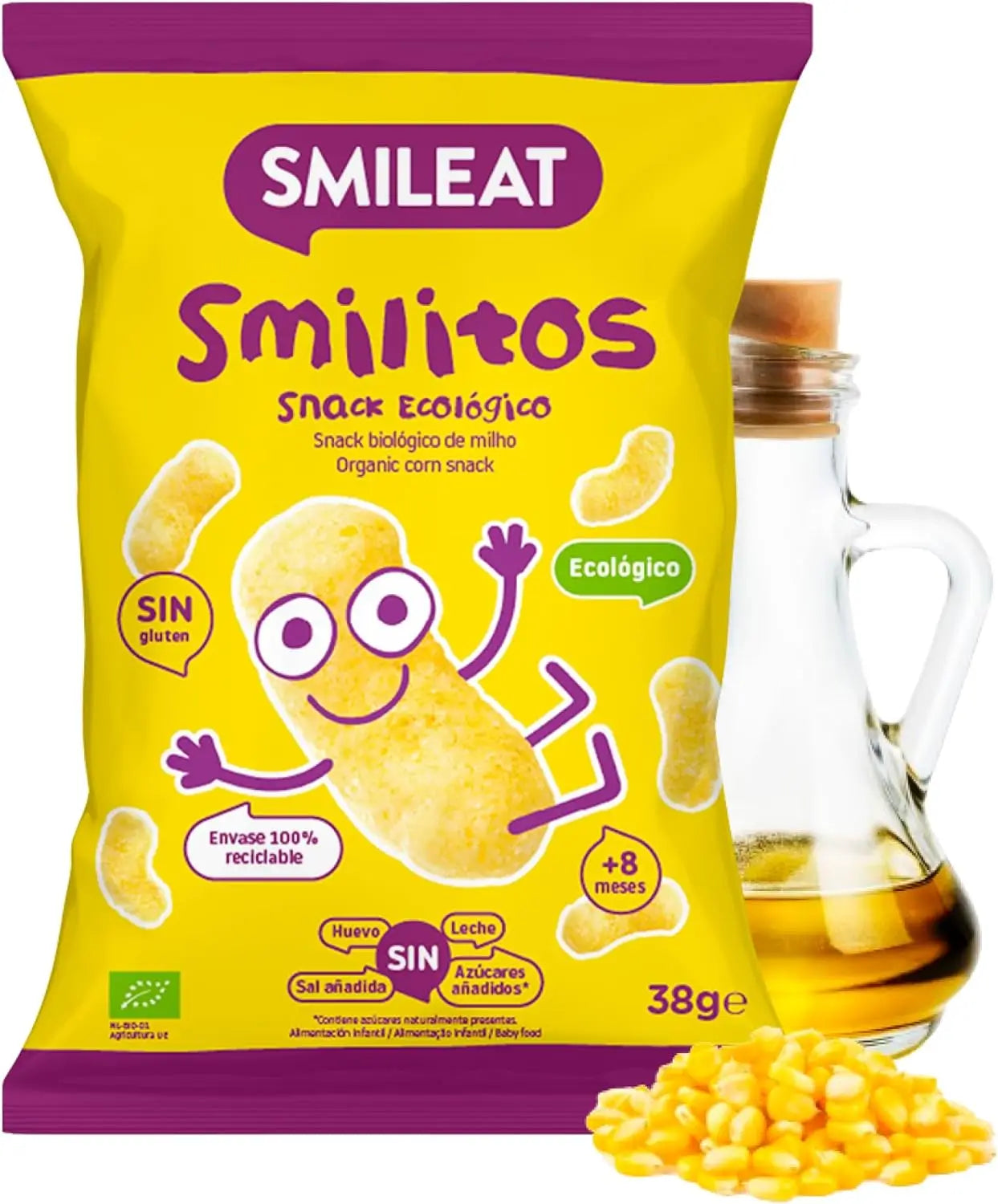 Smileat Smilitos Gusanitos de Maiz Ecológico, 38 gr