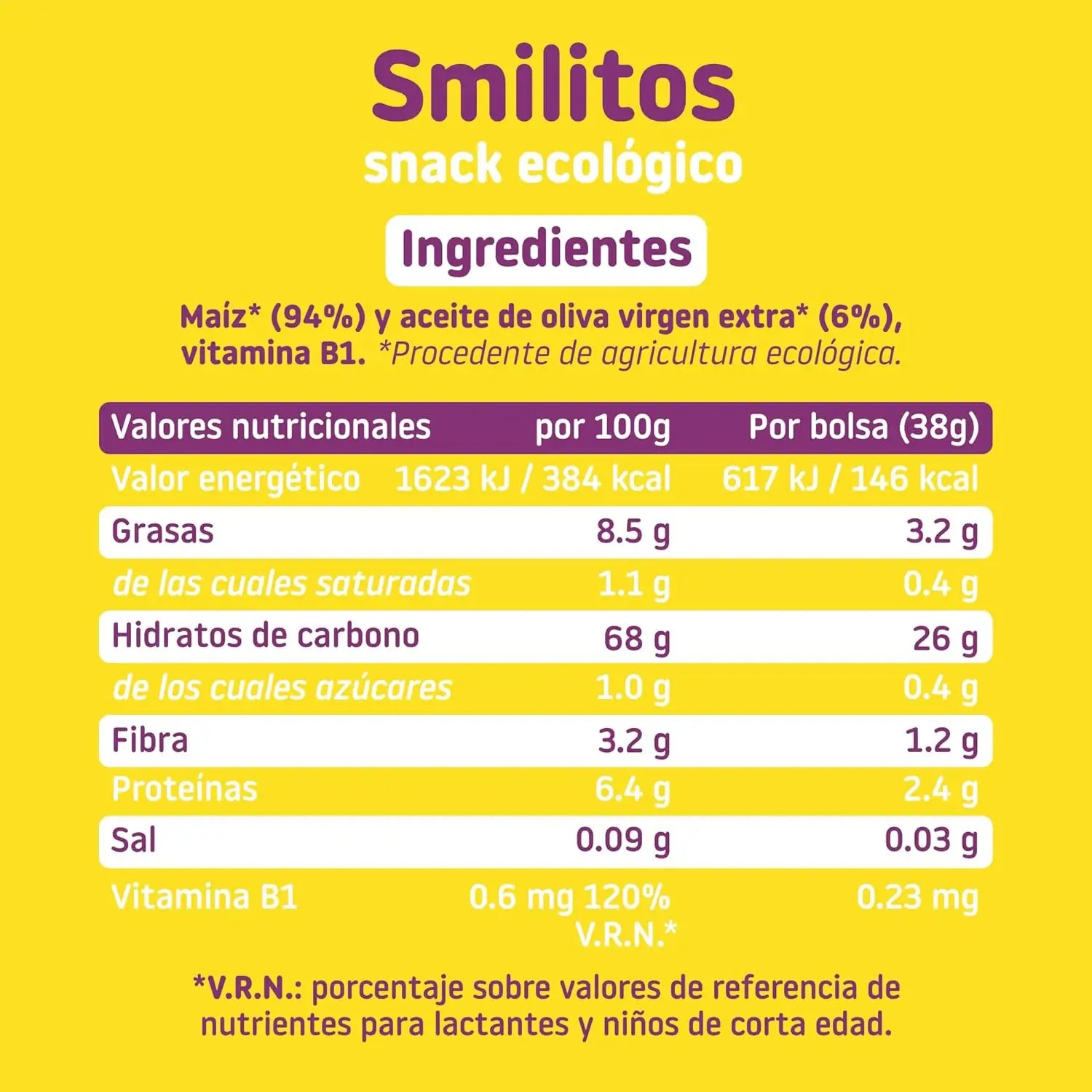 Smileat Smilitos Gusanitos de Maiz Ecológico, 38 gr