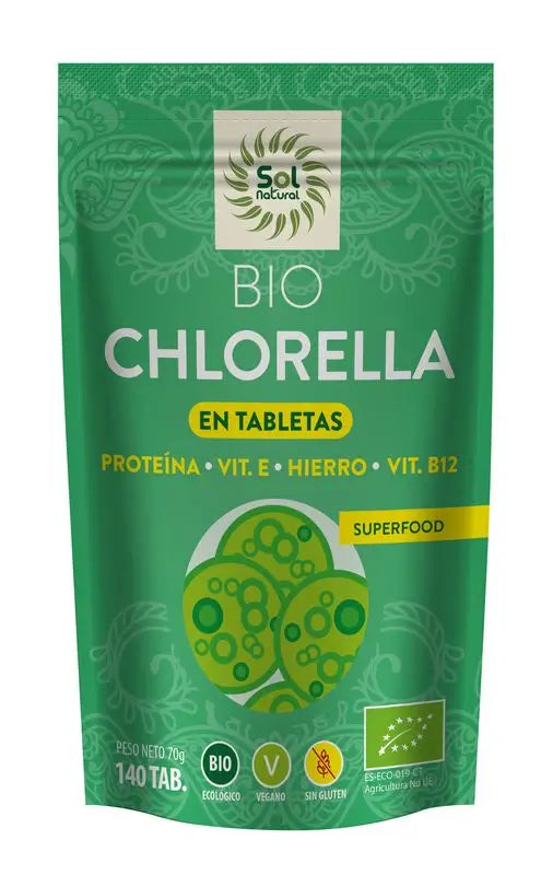 Solnatural Chlorella En Tabletas Bio, 140 Tabletas