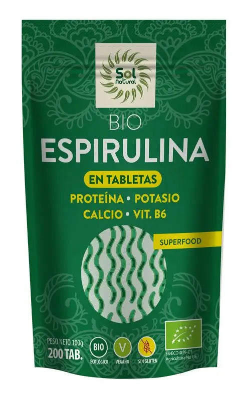 Solnatural Espirulina En Tabletas Bio, 200 Tabletas