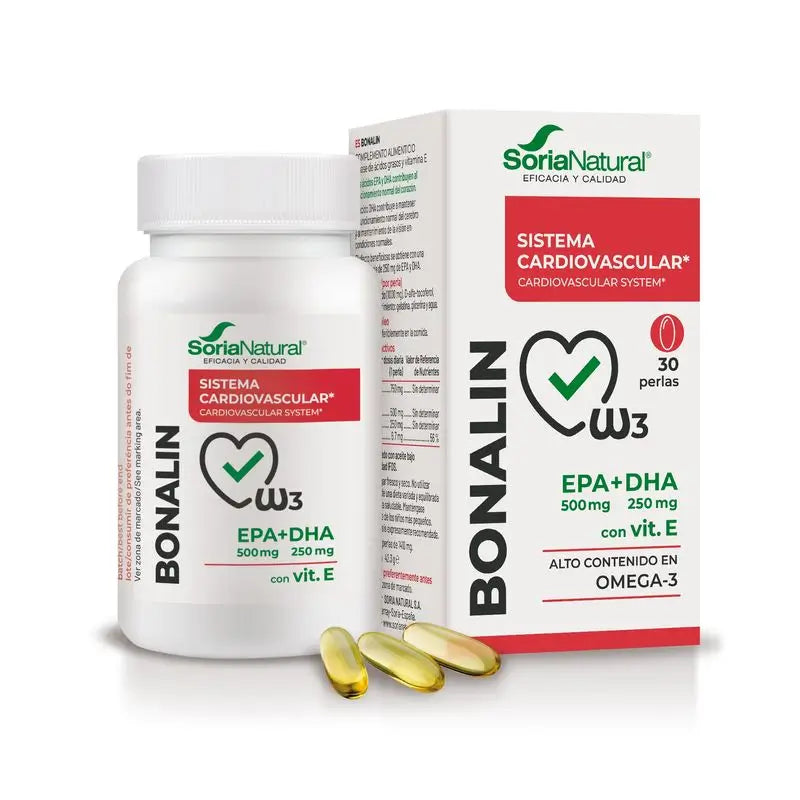 Soria Natural Bonalin Epa 500mg + DHA 250mg con Vitamina E , 30 Perlas