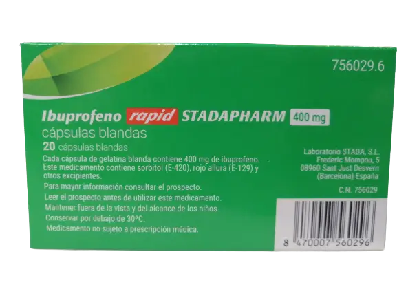 Stadapharm Ibuprofeno Rapid 400 mg, 20 Cápsulas