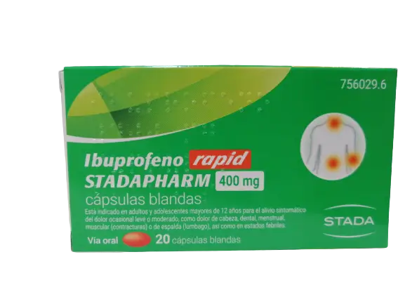 Stadapharm Ibuprofeno Rapid 400 mg, 20 Cápsulas