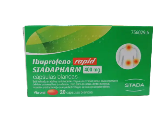 Stadapharm Ibuprofeno Rapid 400 mg, 20 Cápsulas