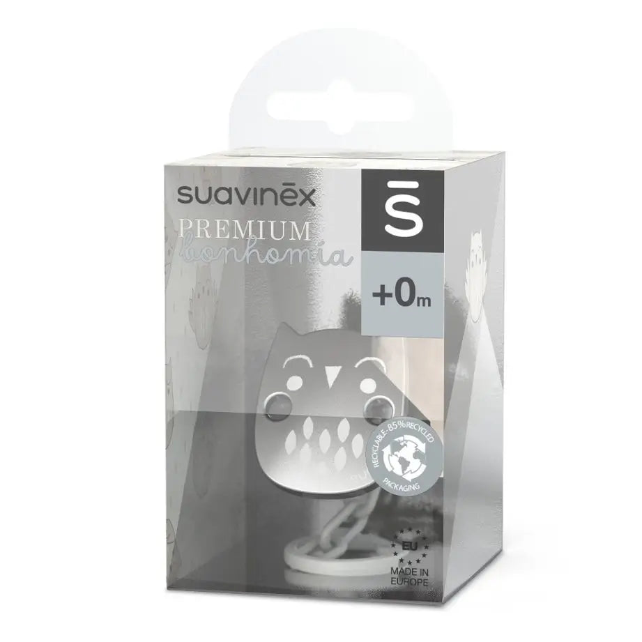 Suavinex Broche Pinza Premium. Cadena Para Chupete Con Efecto Metalizado Mate. +0 Meses. Gris