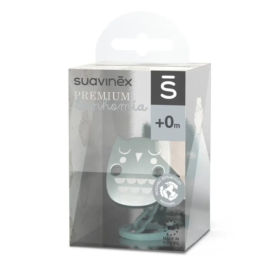 Suavinex Broche Pinza Premium. Cadena Para Chupete Con Efecto Metalizado Mate. +0 Meses. Verde