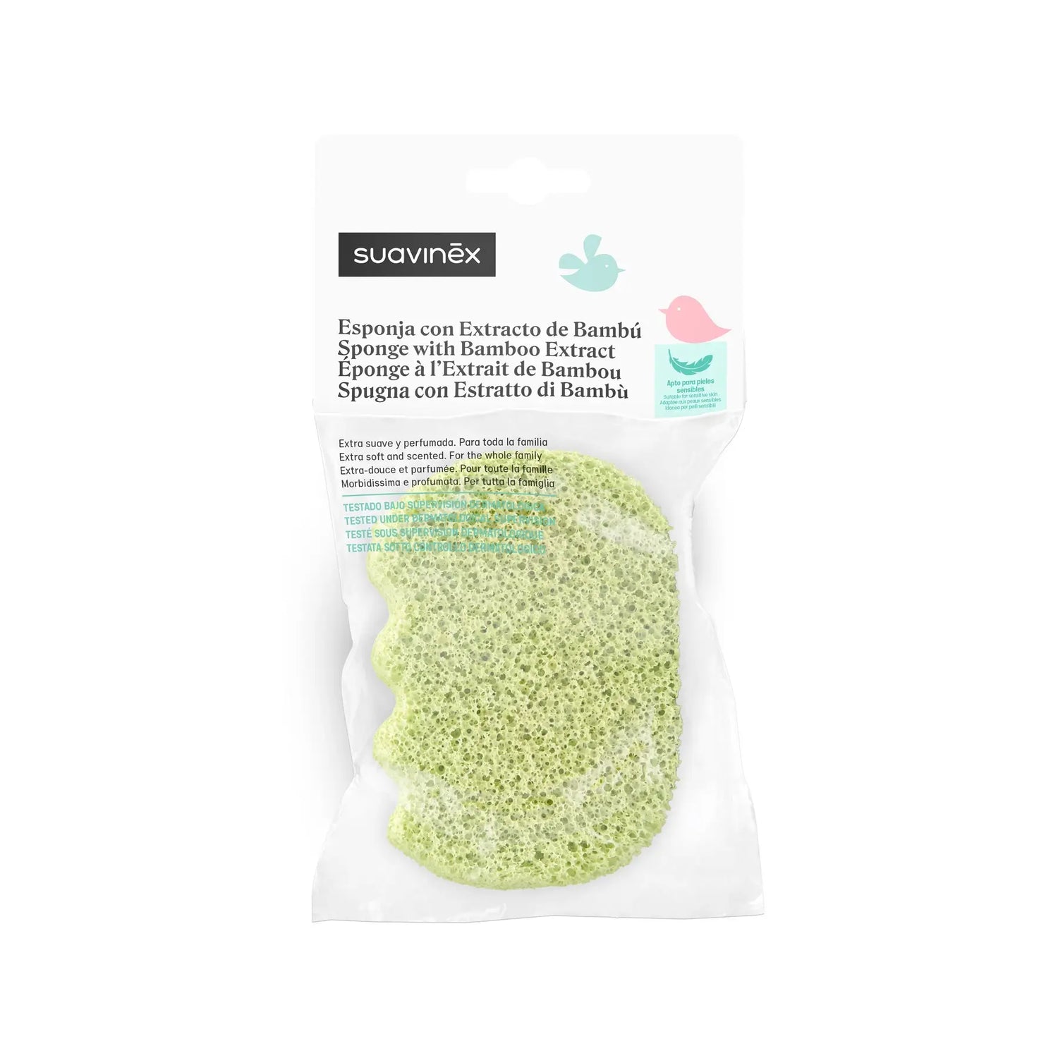 Suavinex Esponja De Baño Con Extracto De Bambú, Esponja Para Bebés, +0 Meses, Y Para Toda La Familia., 1 unidades