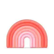 Suavinex Mordedor De Silicona Para Bebés +0 Meses. Anillo De Dentición Flexible Y Ligero. Diseño Arcoiris. Color Rosa 