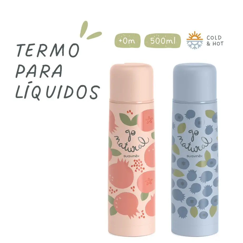 Suavinex Termo Líquidos Para Bebé. Termo De Acero Inoxidable. Para Bebidas Calientes Y Frías. 500 Ml. Coral