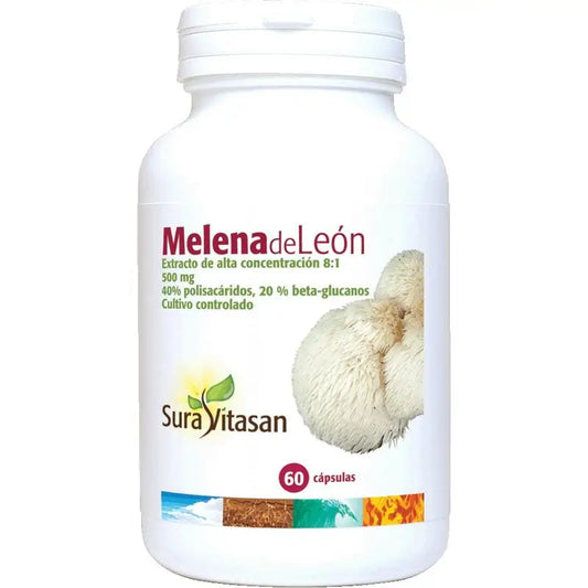 Sura Vitas Melena De Leon  500 Mg , 60 v cápsulas