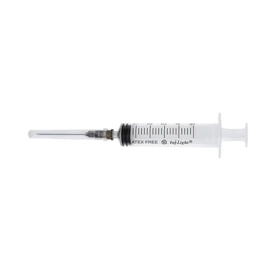 Surgicalmed Rays Jeringas Desechables De 5 Ml Tres Cuerpos Cono Luer Central Con Aguja 21G 0,8X38 Mm De Inj/Light - Caja De 100 Unidades, 100 unidades