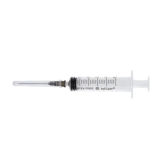 Surgicalmed Rays Jeringas Desechables De 5 Ml Tres Cuerpos Cono Luer Central Con Aguja 23G 0,65X30 Mm De Inj/Light - Caja De 100 Unidades, 100 unidades