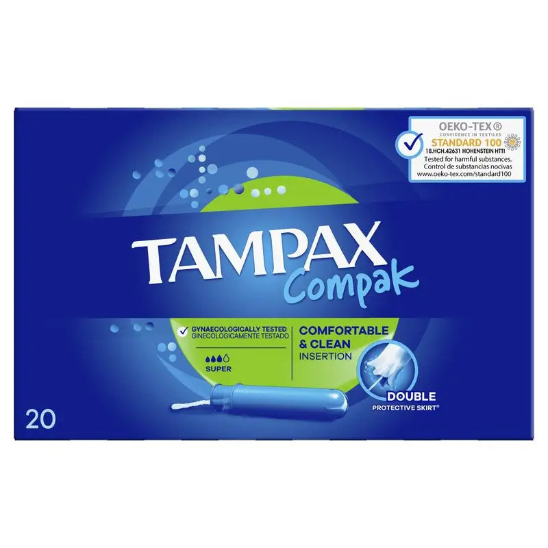 Tampax Compak Super Tampones Con Aplicador , 20 unidades