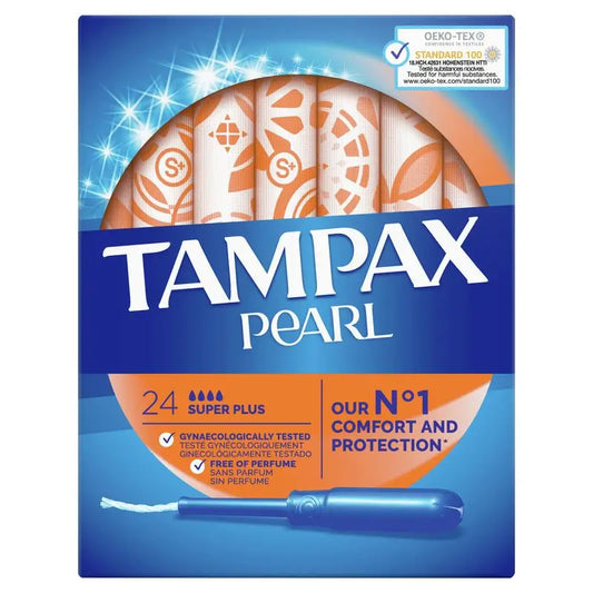 Tampax Pearl Super Plus Tampones Con Aplicador , 24 unidades