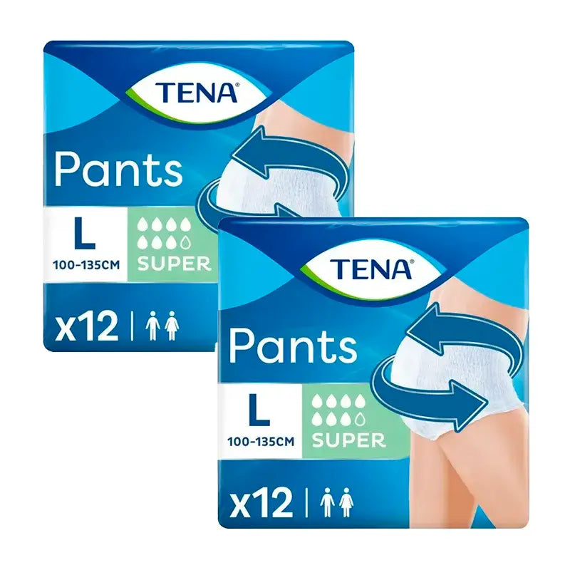 Tena Pack Pants Absorbente Incontinencia Orina Ligera Talla Super Grande, 2 X 12 Unidades