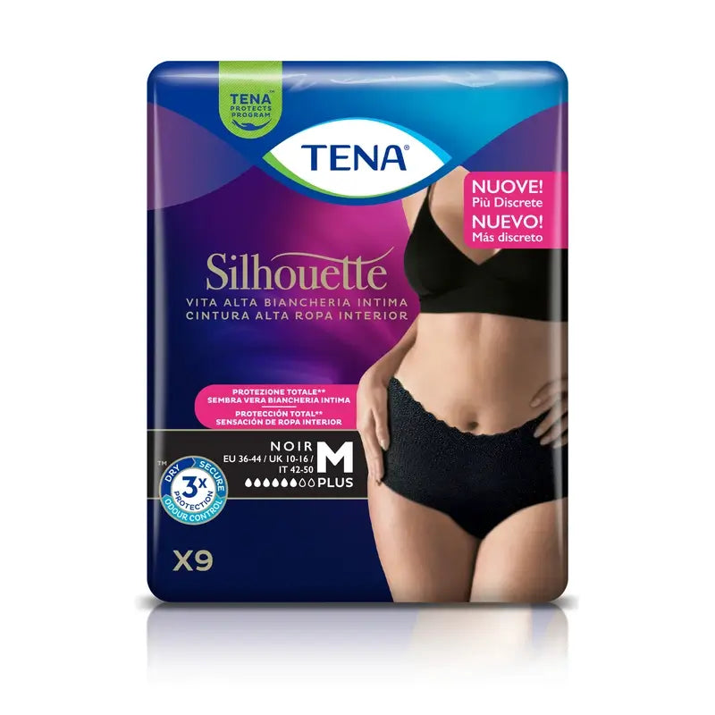 Tena Silhouette Crema Plus Cintura Alta Talla M, 9 Unidades