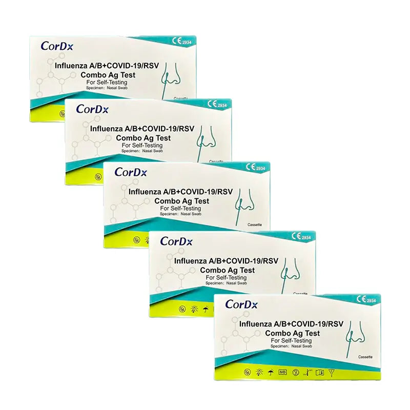 Test De Antígenos Rápido Combinado COVID-19, Gripe A Y B Y VRS- 5 Unidades