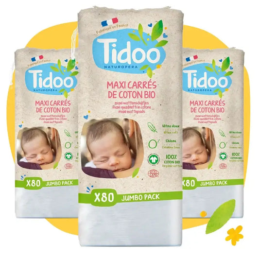 Tidoo Maxi Gasas De Bebé Algodón Cuadradas Bio , 80 unidades