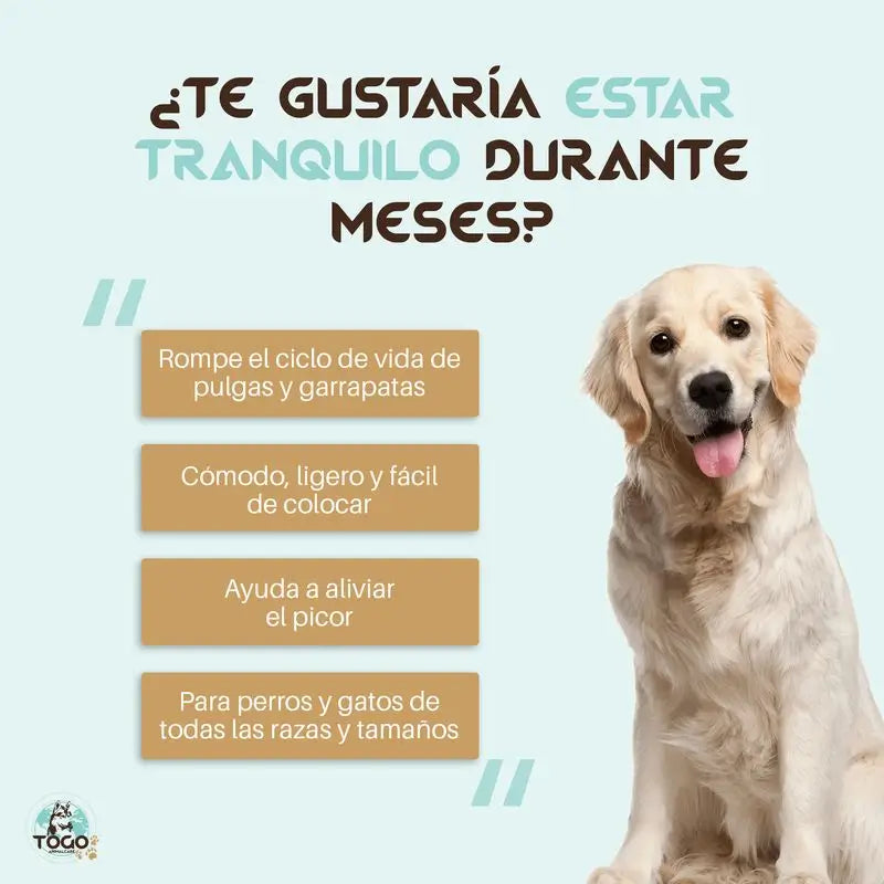 Togo Collar Antiparasitario Repelente Para Perros Todos los Tamaños  - Gris