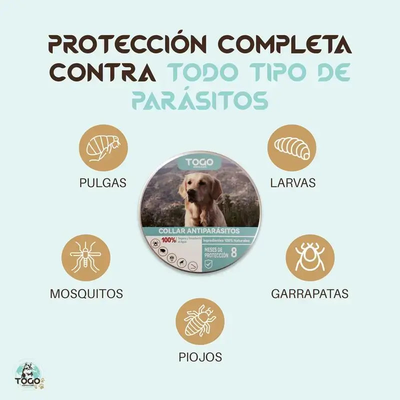 Togo Pack 2 Collares Antiparasitario Repelente Para Perros Todos los Tamaños