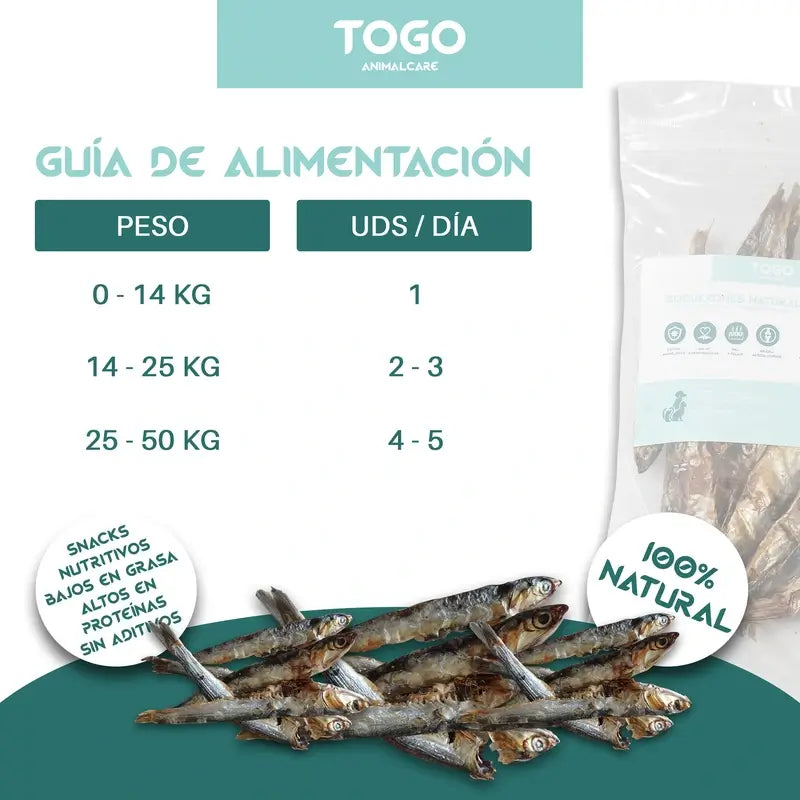 Togo Snack Natural Boquerones Deshidratados, pack 2 unidades