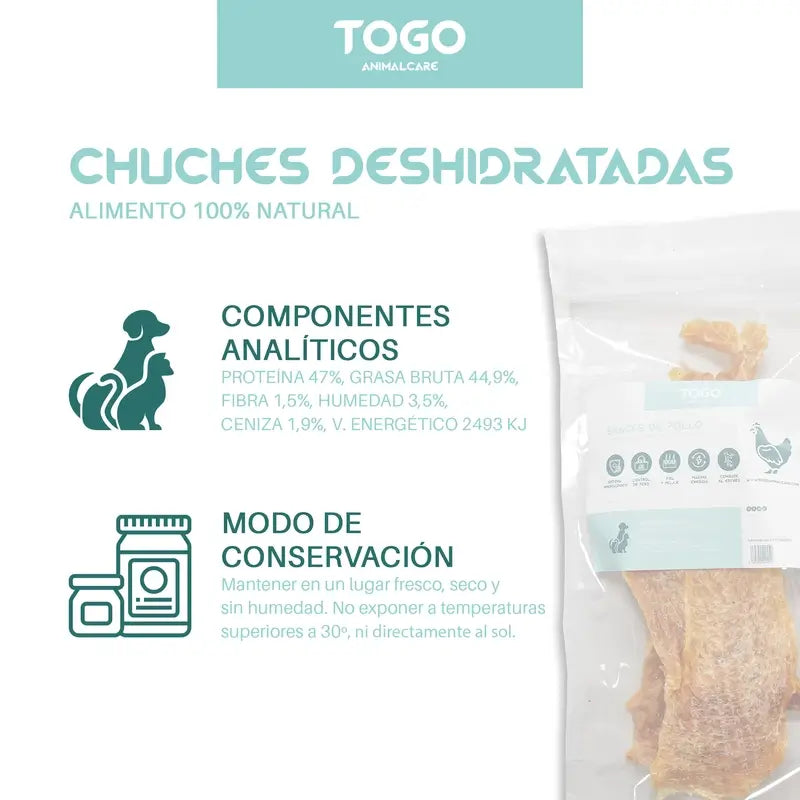 Togo Snack Natural Tiras De Pollo, pack 2 unidades