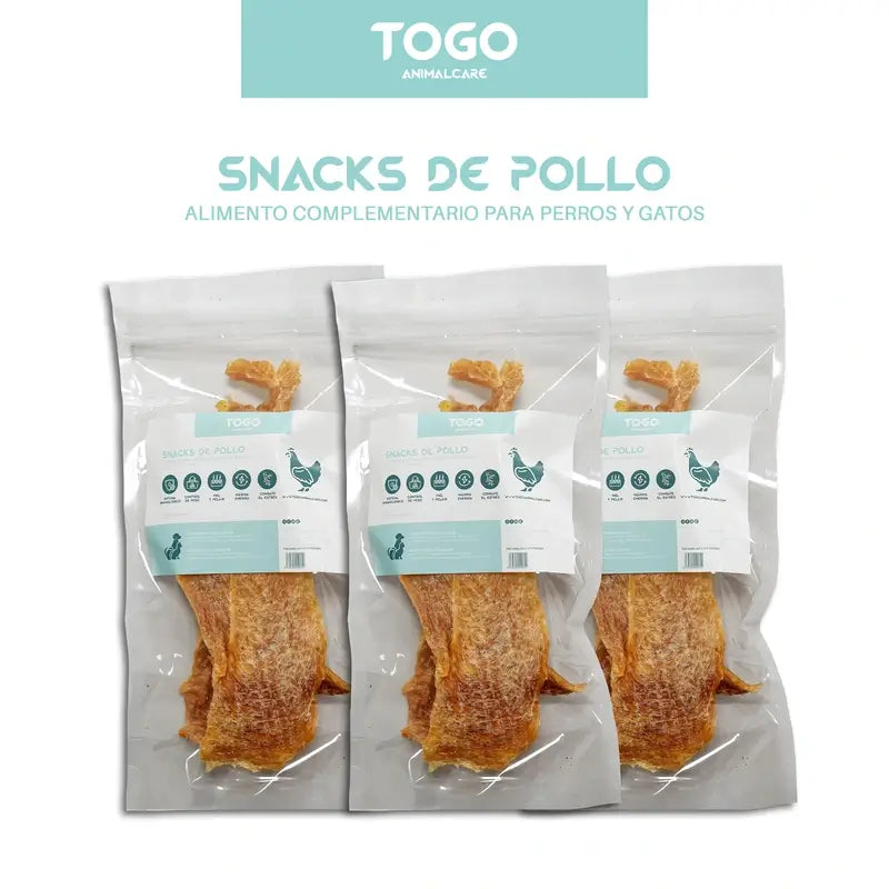 Togo Snack Natural Tiras De Pollo, pack 3 unidades