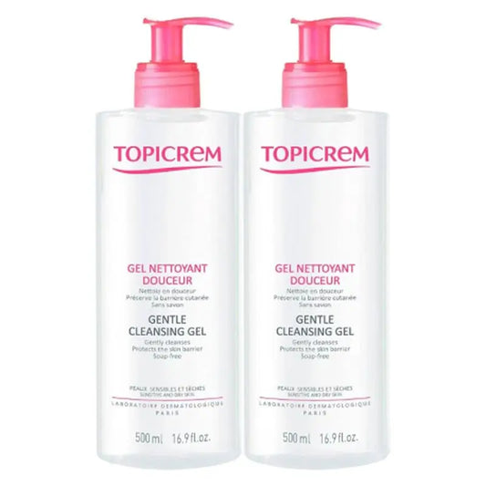 Topicrem Hydra + Duplo Gel Limpiador Suave, 2x500 ml