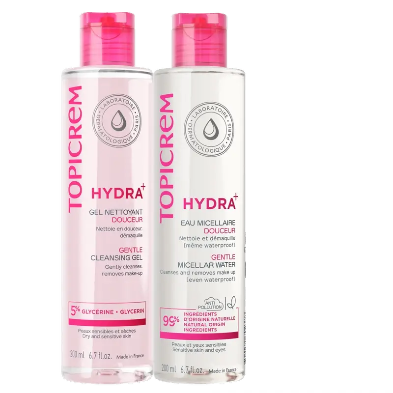 Topicrem Hydra+ Pack Gel Limpiador 200 Ml + Agua Micelar 200 Ml 40 %