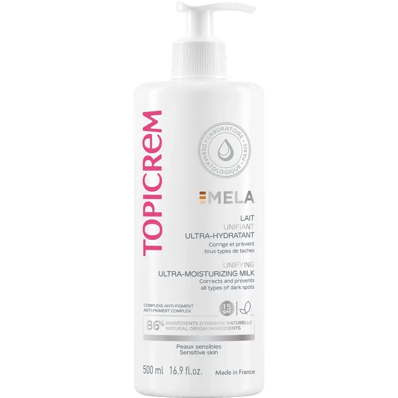 Topicrem Mela Leche Unificadora Ultra-Hidratante Corporal , spf15 500 ml