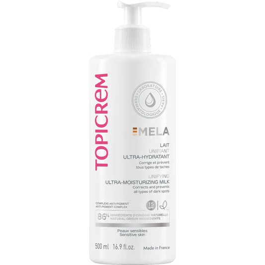 Topicrem Mela Leche Unificadora Ultra-Hidratante Corporal , spf15 500 ml