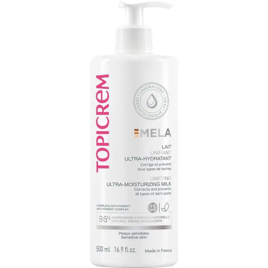 Topicrem Mela Leche Unificadora Ultra-Hidratante Corporal , spf15 500 ml