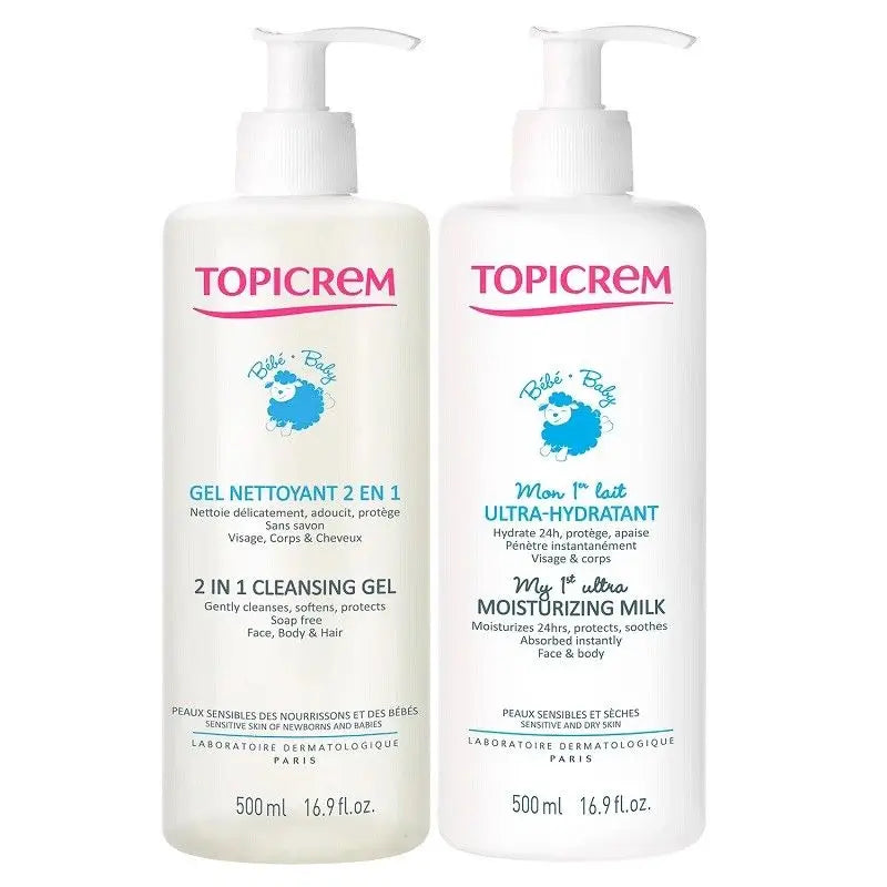 Topicrem Pack Baby Leche Ultra-Hidratante 500 Ml + Gel Limpiador 500 Ml