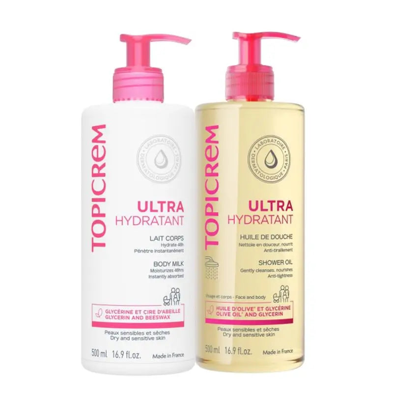 Topicrem Pack Uh Leche Corporal 500 Ml + Uh Aceite De Ducha, 500 Ml