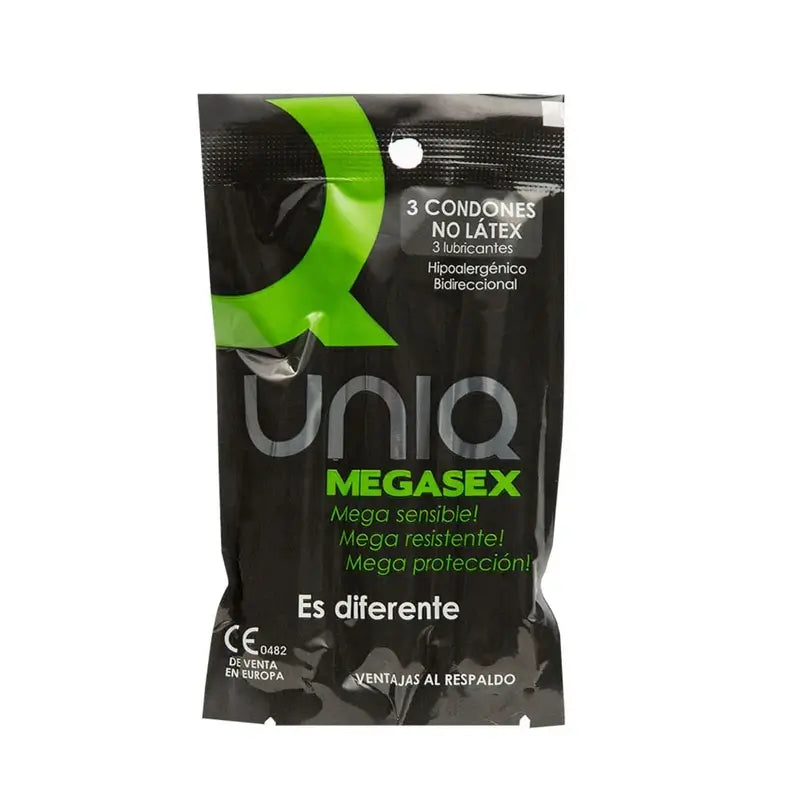 Uniq Megasex Preservativos Sensitivos Con Liguero Sin Latex 3 Unidades