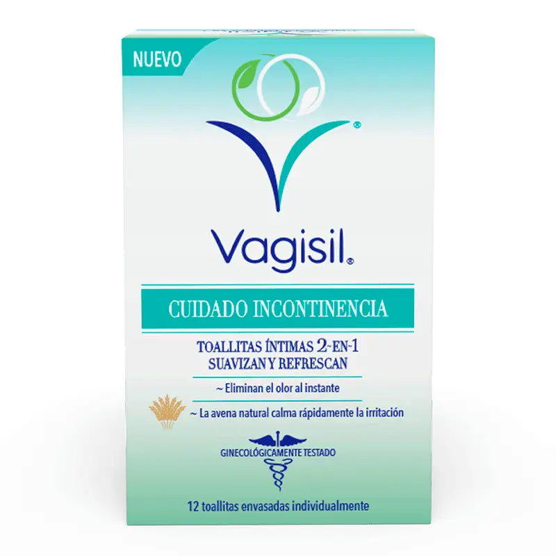 Vagisil Cuidado Incontinencia Toallitas Íntimas 2 En 1 (12 unidades)