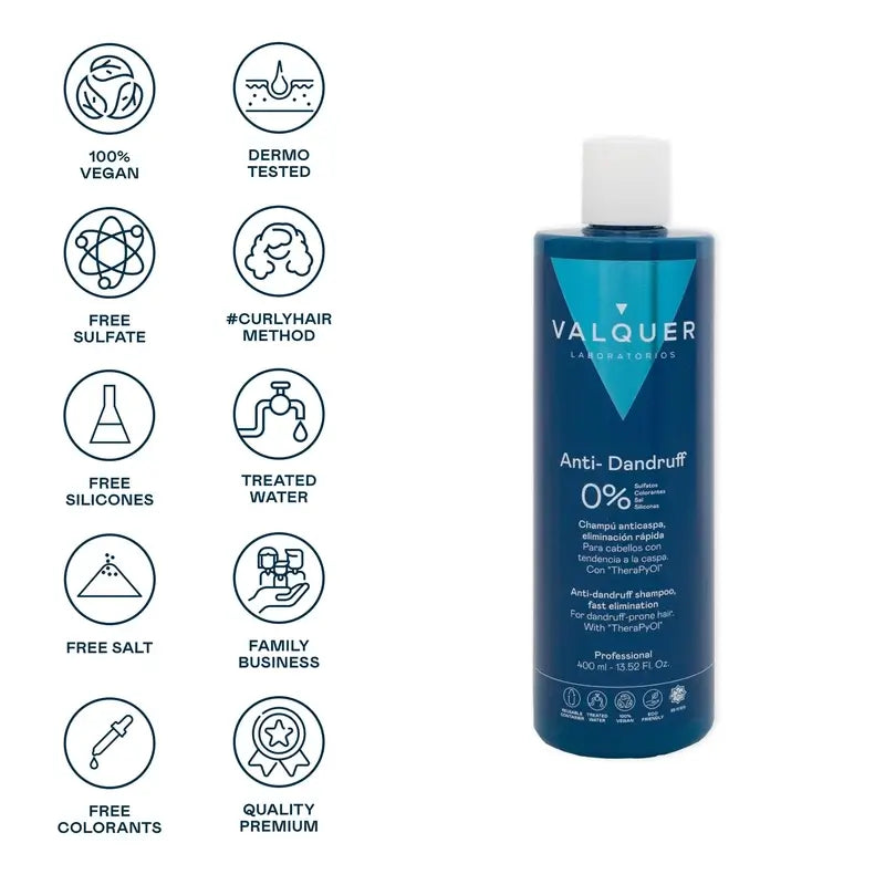 Valquer Hair Care Champu Anticaspa, Eliminacion Rapida, 400 ml