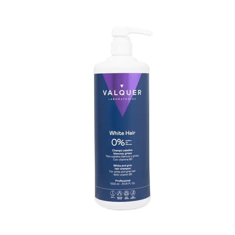 Valquer Hair Care Champu Cabellos Blancos Y Grises, 1000 ml