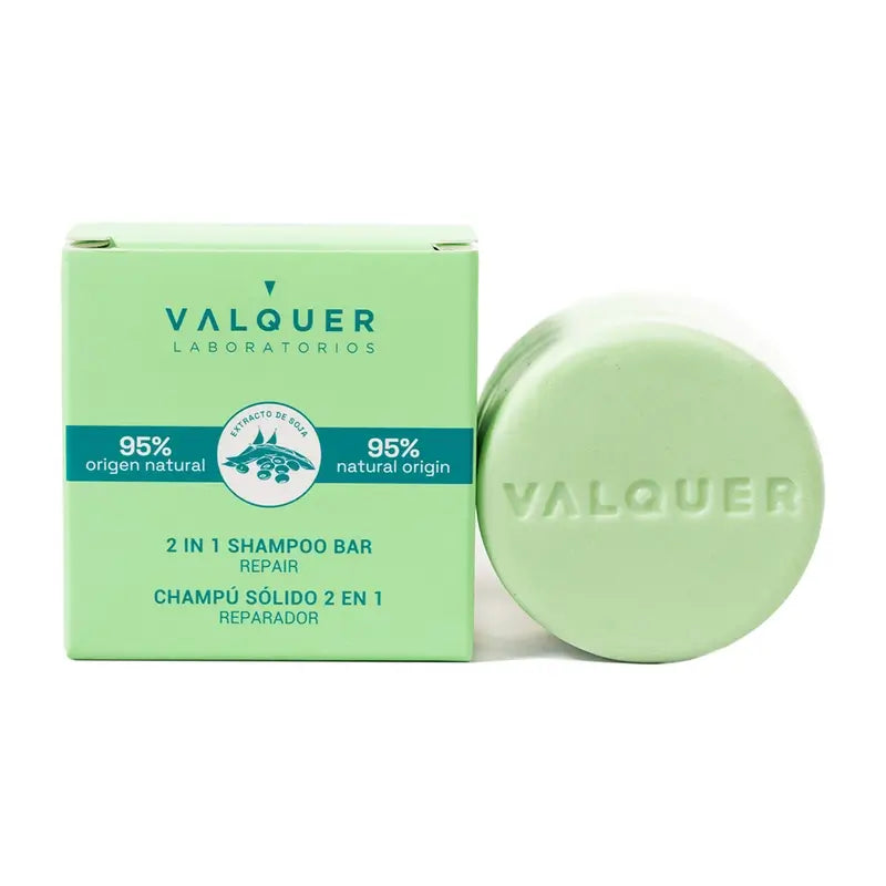 Valquer Hair Care Champu Solido 2 En 1 Reparador, 70 gr