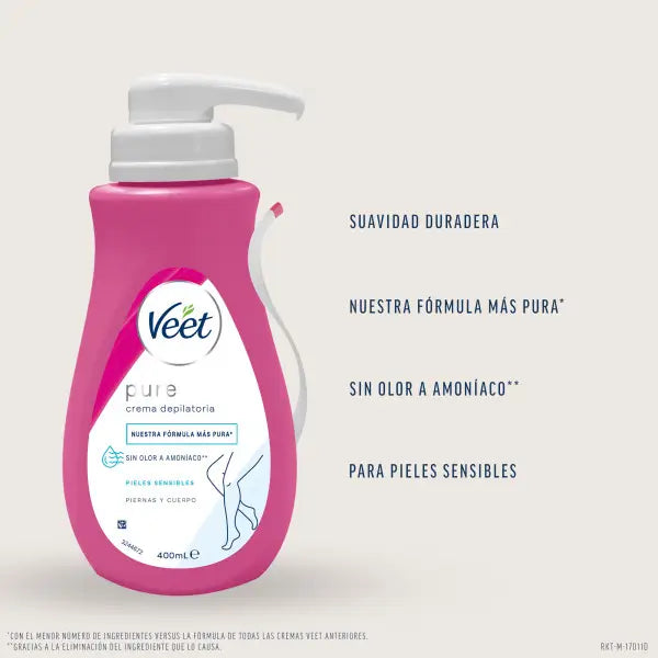 Veet Crema Depilatoria Minima Piel Sensible con Dosificador, 400 ml