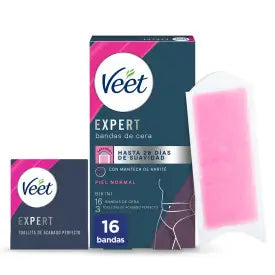 Veet Expert Bandas De Cera Fría Depilatoria Para Depilación De Ingles Con Manteca De Karité, 16 Tiras