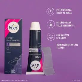 Veet Expert Crema Depilatoria Mujer, Con Mateca De Karité, 100ml