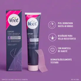 Veet Expert Crema Depilatoria Mujer Cuerpo y Piernas, 200 ml