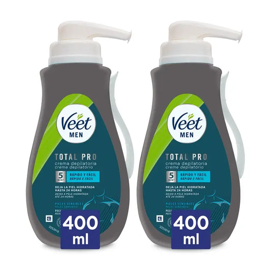 Veet Men Crema Depilatoria Pieles Sensibles, 2x400ml