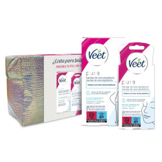 VEET Pure Neceser Bandas de Cera Depilatoria (20 faciales + 20 corporales)