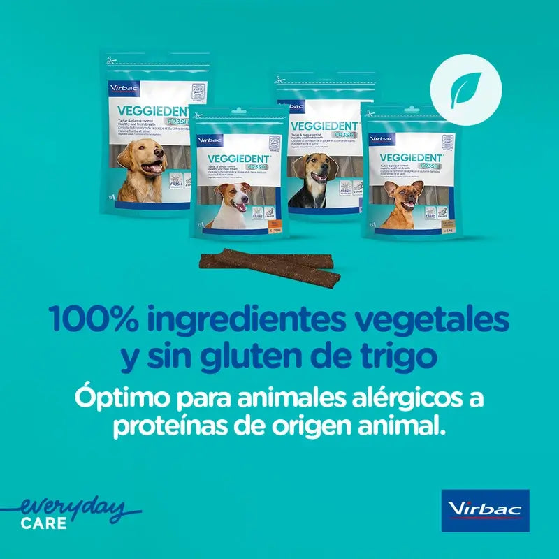 Virbac Veggiedent Fr3sh L, Snacks Dentales Para Perros de Raza Grande