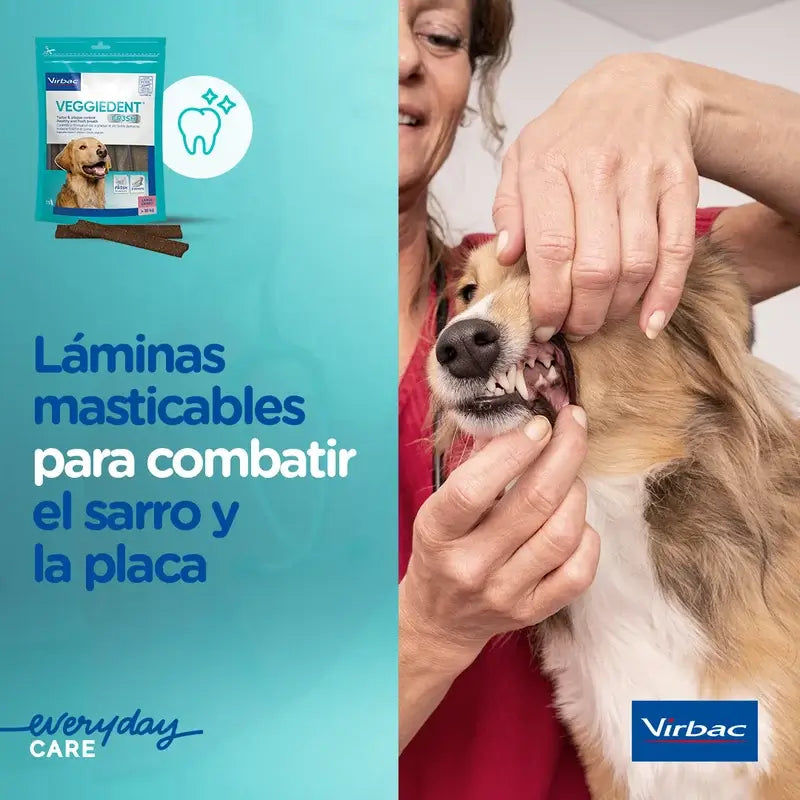 Virbac Veggiedent Fr3sh L, Snacks Dentales Para Perros de Raza Grande