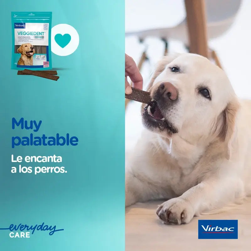 Virbac Veggiedent Fr3sh L, Snacks Dentales Para Perros de Raza Grande