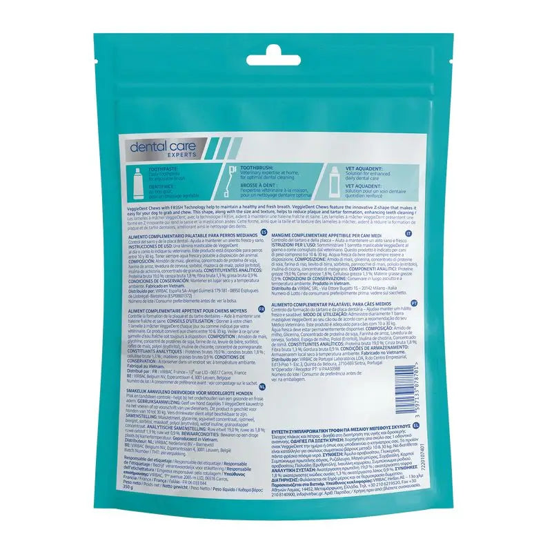 Virbac Veggiedent Fr3Sh M 1X15 unidades, snack para perros